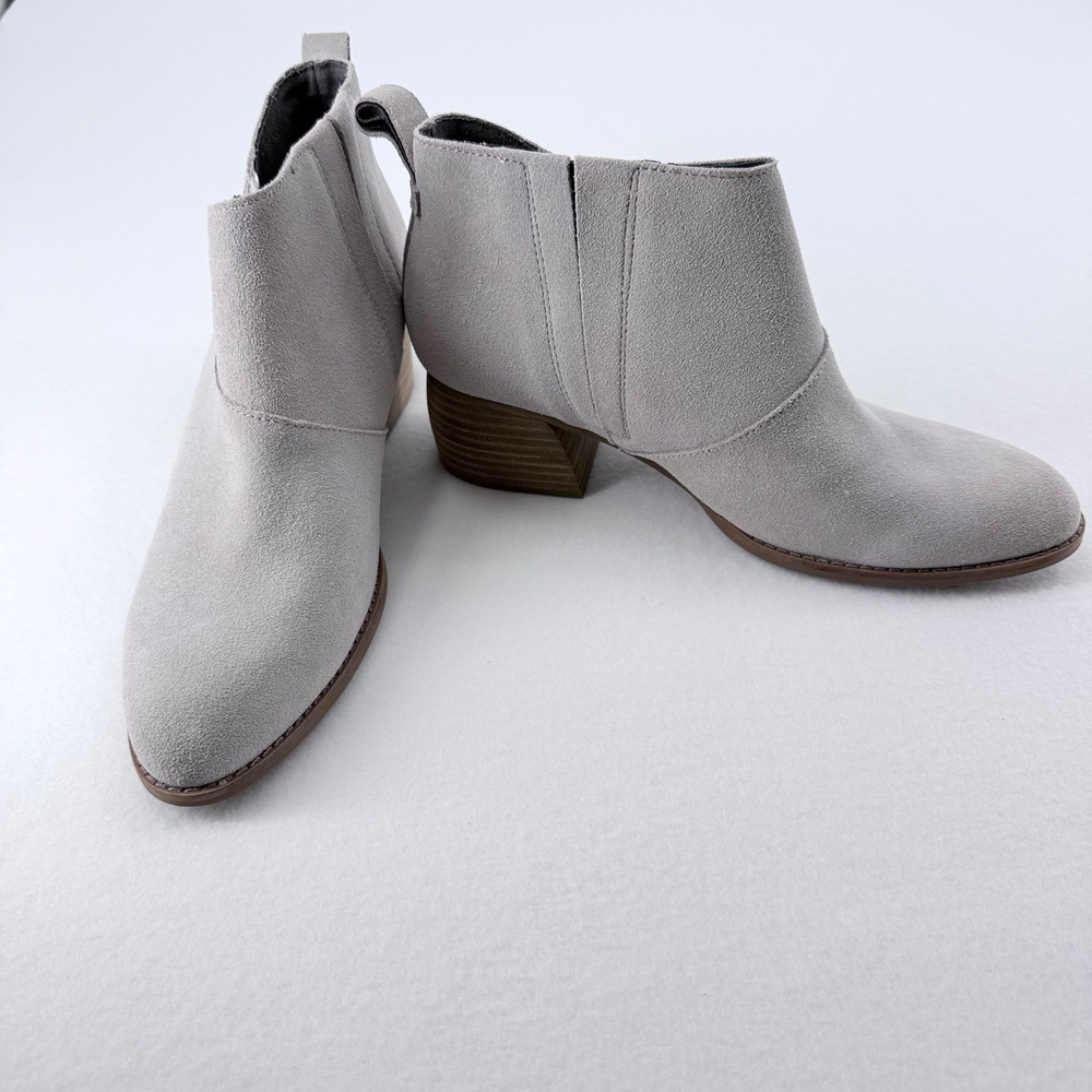 TOMS Suede Ankle Boots Women Size 9 Gray Block Heel Brand New